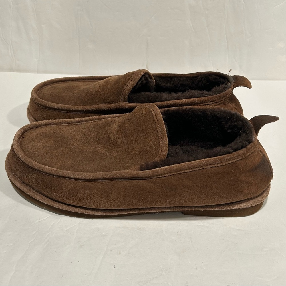 LL Bean Wicked Good Men's Slippers Brown Suede Shearling Warm Moccasin, Size 10M - Picture 7 of 10